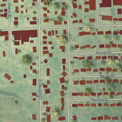 Second close-up of the map of West Point, Iowa print showing more streets and buildings