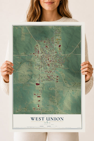 Map of West Union, Iowa, 18 x 24 inch unframed archival matte print