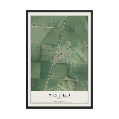 Map of Westfield, Iowa, 12 x 18 inch print in a black wood frame