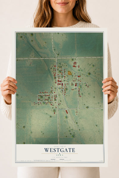Map of Westgate, Iowa, 18 x 24 inch unframed archival matte print