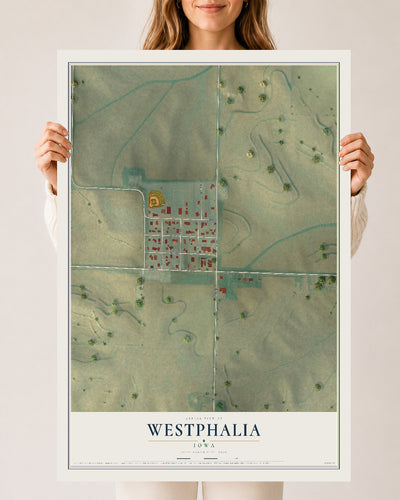 Map of Westphalia, Iowa, 24 x 36 inch unframed archival matte print