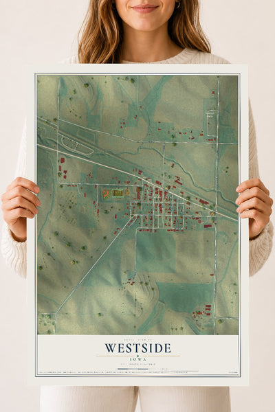 Map of Westside, Iowa, 18 x 24 inch unframed archival matte print