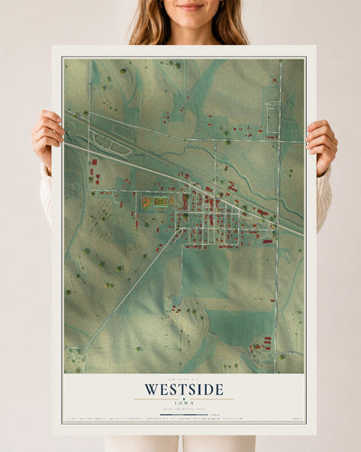Map of Westside, Iowa, 24 x 36 inch unframed archival matte print