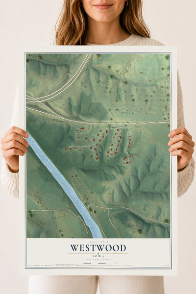 Map of Westwood, Iowa, 18 x 24 inch unframed archival matte print