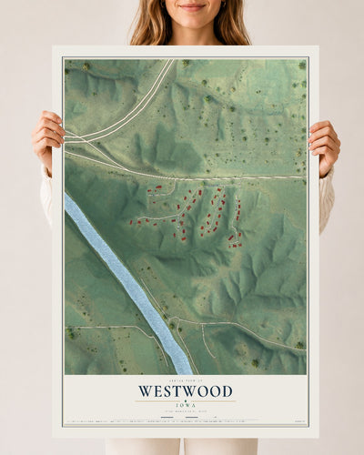 Map of Westwood, Iowa, 24 x 36 inch unframed archival matte print