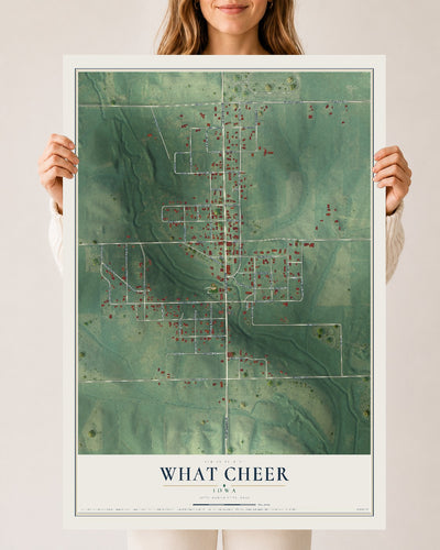 Map of What Cheer, Iowa, 24 x 36 inch unframed archival matte print