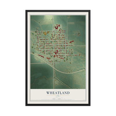 Map of Wheatland, Iowa, 12 x 18 inch print in a black wood frame