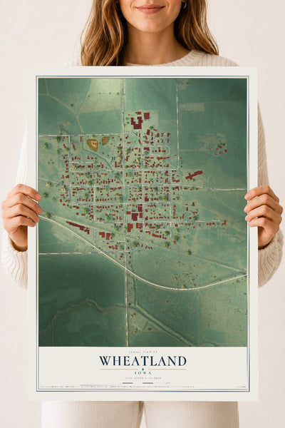 Map of Wheatland, Iowa, 18 x 24 inch unframed archival matte print