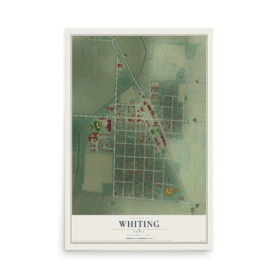 Map of Whiting, Iowa, 12 x 18 inch unframed archival matte print