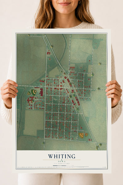Map of Whiting, Iowa, 18 x 24 inch unframed archival matte print