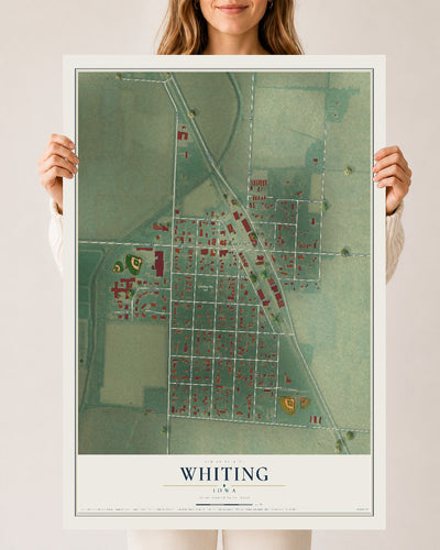 Map of Whiting, Iowa, 24 x 36 inch unframed archival matte print