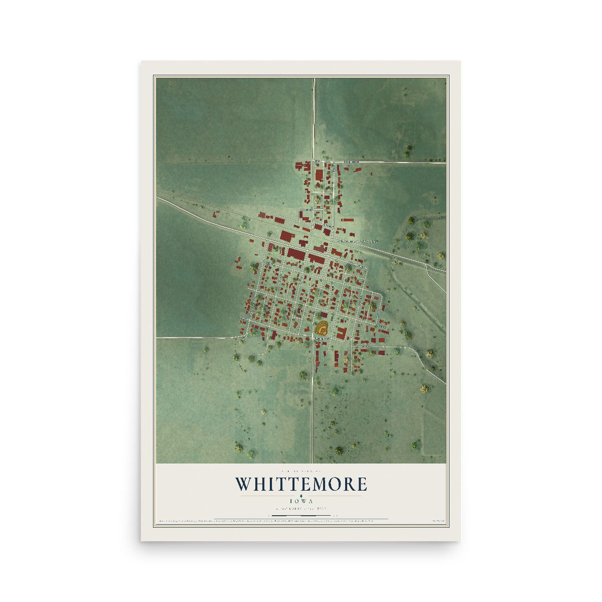 Map of Whittemore, Iowa, 12 x 18 inch unframed archival matte print