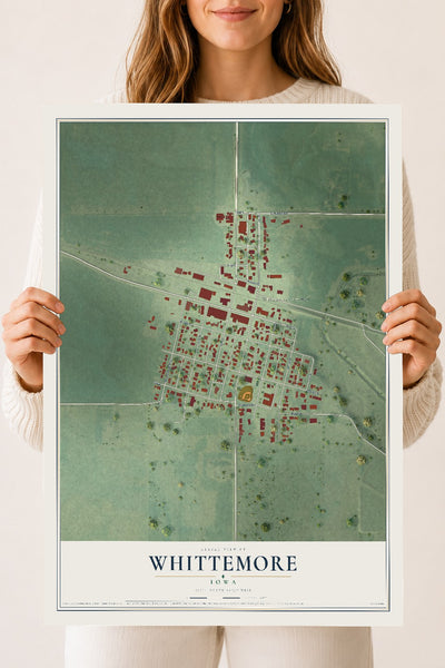 Map of Whittemore, Iowa, 18 x 24 inch unframed archival matte print
