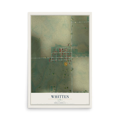 Map of Whitten, Iowa, 12 x 18 inch unframed archival matte print
