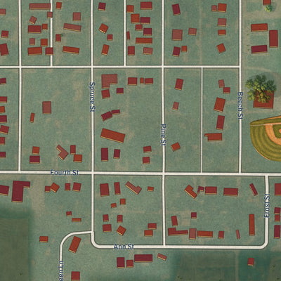 Close-up of the map of Williams, Iowa print showing street and building detail