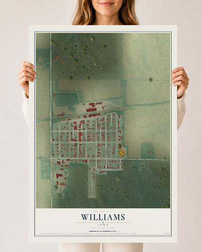 Map of Williams, Iowa, 24 x 36 inch unframed archival matte print