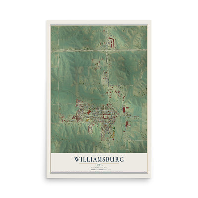 Map of Williamsburg, Iowa, 12 x 18 inch unframed archival matte print
