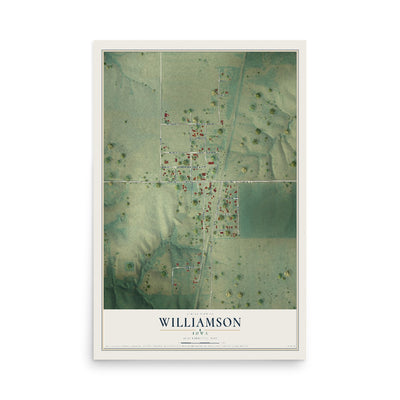 Map of Williamson, Iowa, 12 x 18 inch unframed archival matte print