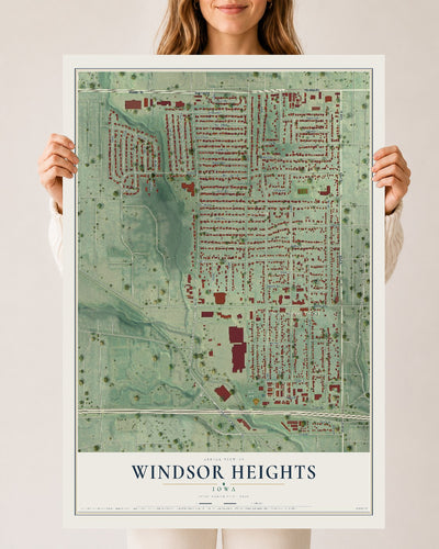 Map of Windsor Heights, Iowa, 24 x 36 inch unframed archival matte print