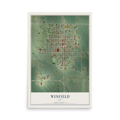 Map of Winfield, Iowa, 12 x 18 inch unframed archival matte print