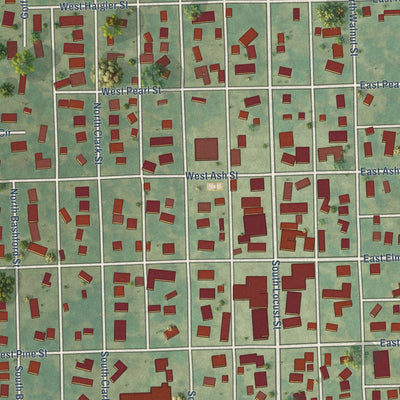 Close-up of the map of Winfield, Iowa print showing street and building detail