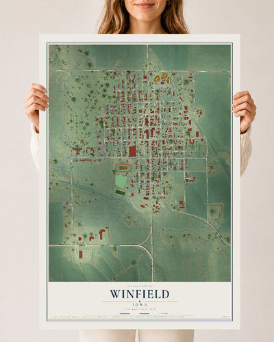 Map of Winfield, Iowa, 24 x 36 inch unframed archival matte print