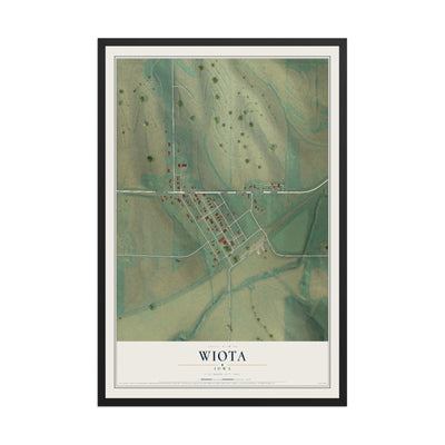 Map of Wiota, Iowa, 12 x 18 inch print in a black wood frame
