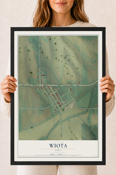 Map of Wiota, Iowa, 18 x 24 inch print in a black wood frame