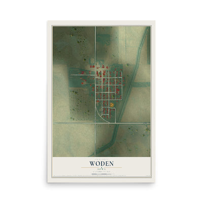 Map of Woden, Iowa, 12 x 18 inch unframed archival matte print
