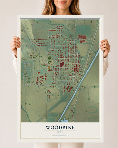 Map of Woodbine, Iowa, 24 x 36 inch unframed archival matte print