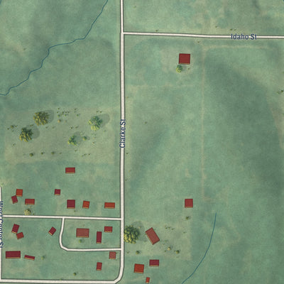 Second close-up of the map of Woodburn, Iowa print showing more streets and buildings