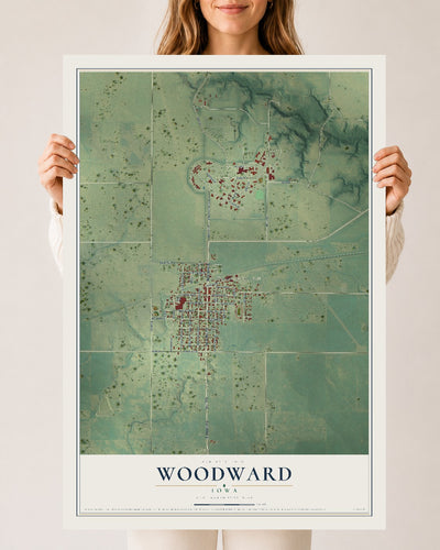Map of Woodward, Iowa, 24 x 36 inch unframed archival matte print