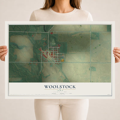 Map of Woolstock, Iowa, 18 x 24 inch unframed archival matte print