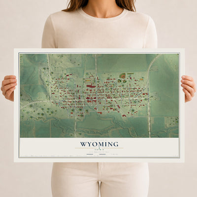 Map of Wyoming, Iowa, 12 x 18 inch unframed archival matte print
