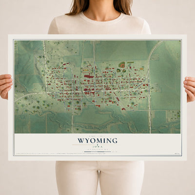 Map of Wyoming, Iowa, 18 x 24 inch unframed archival matte print
