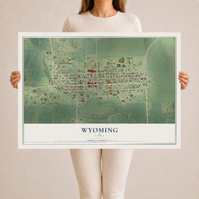 Map of Wyoming, Iowa, 24 x 36 inch unframed archival matte print