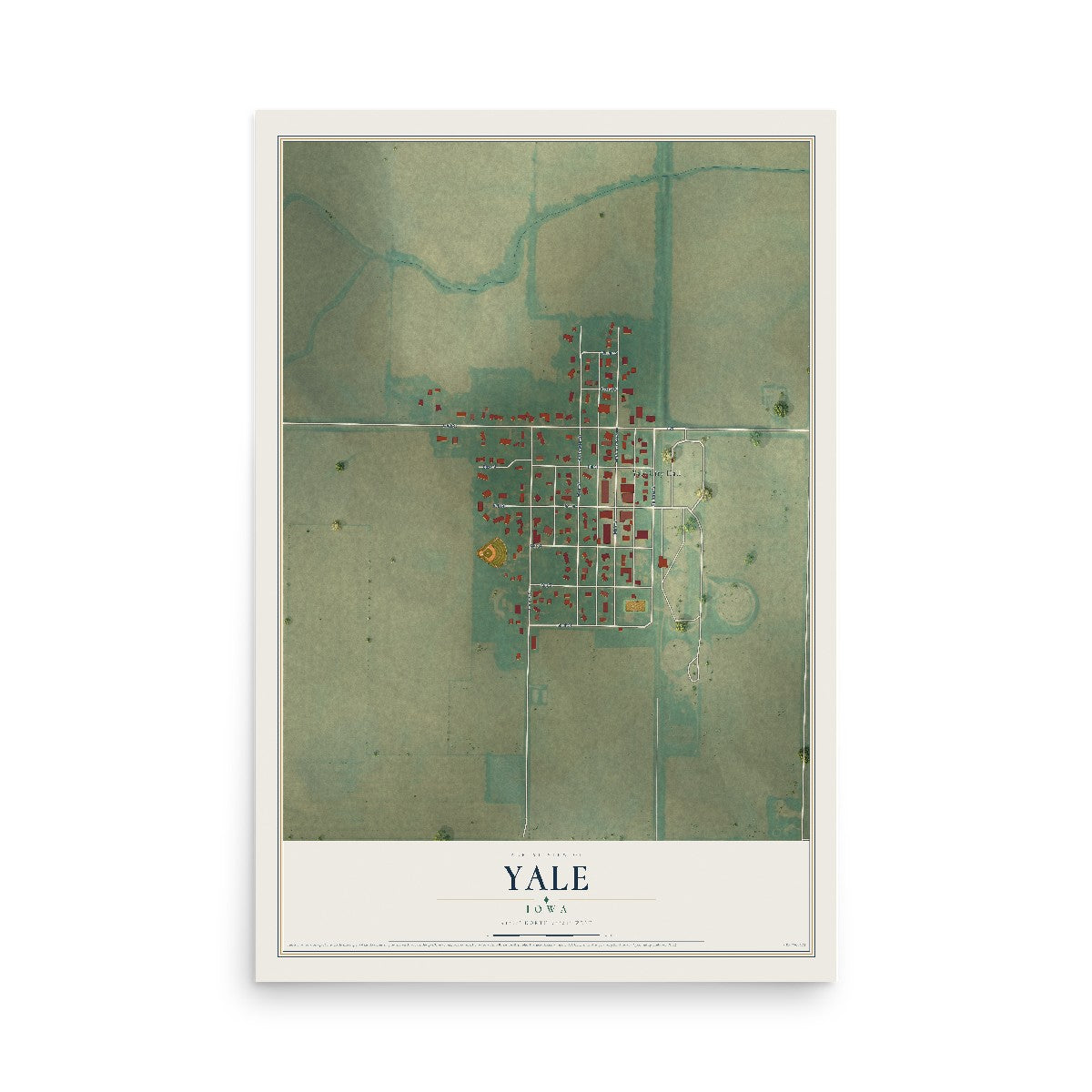 Map of Yale, Iowa, 12 x 18 inch unframed archival matte print