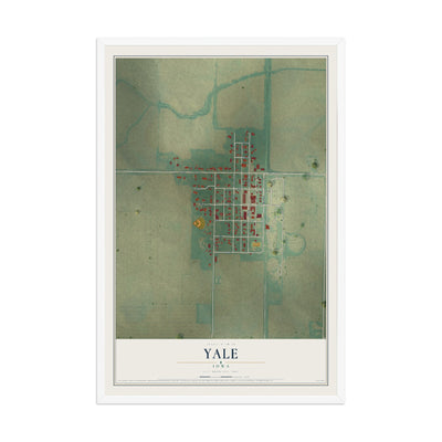 Map of Yale, Iowa, 12 x 18 inch print in a white wood frame