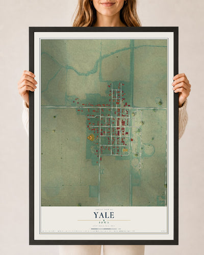 Map of Yale, Iowa, 24 x 36 inch print in a black wood frame
