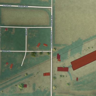 Close-up of the map of Yetter, Iowa print showing street and building detail