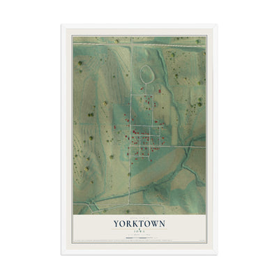Map of Yorktown, Iowa, 12 x 18 inch print in a white wood frame