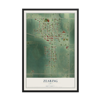 Map of Zearing, Iowa, 12 x 18 inch print in a black wood frame