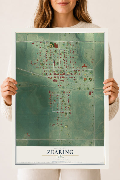 Map of Zearing, Iowa, 18 x 24 inch unframed archival matte print
