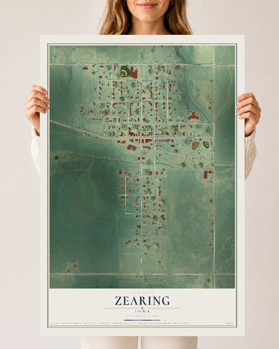 Map of Zearing, Iowa, 24 x 36 inch unframed archival matte print