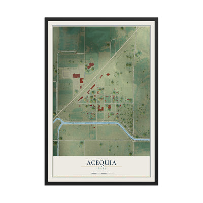 Map of Acequia, Idaho, 12 x 18 inch print in a black wood frame