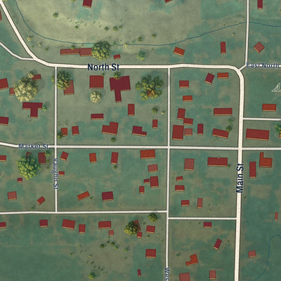 Close-up of the map of Albion, Idaho print showing street and building detail