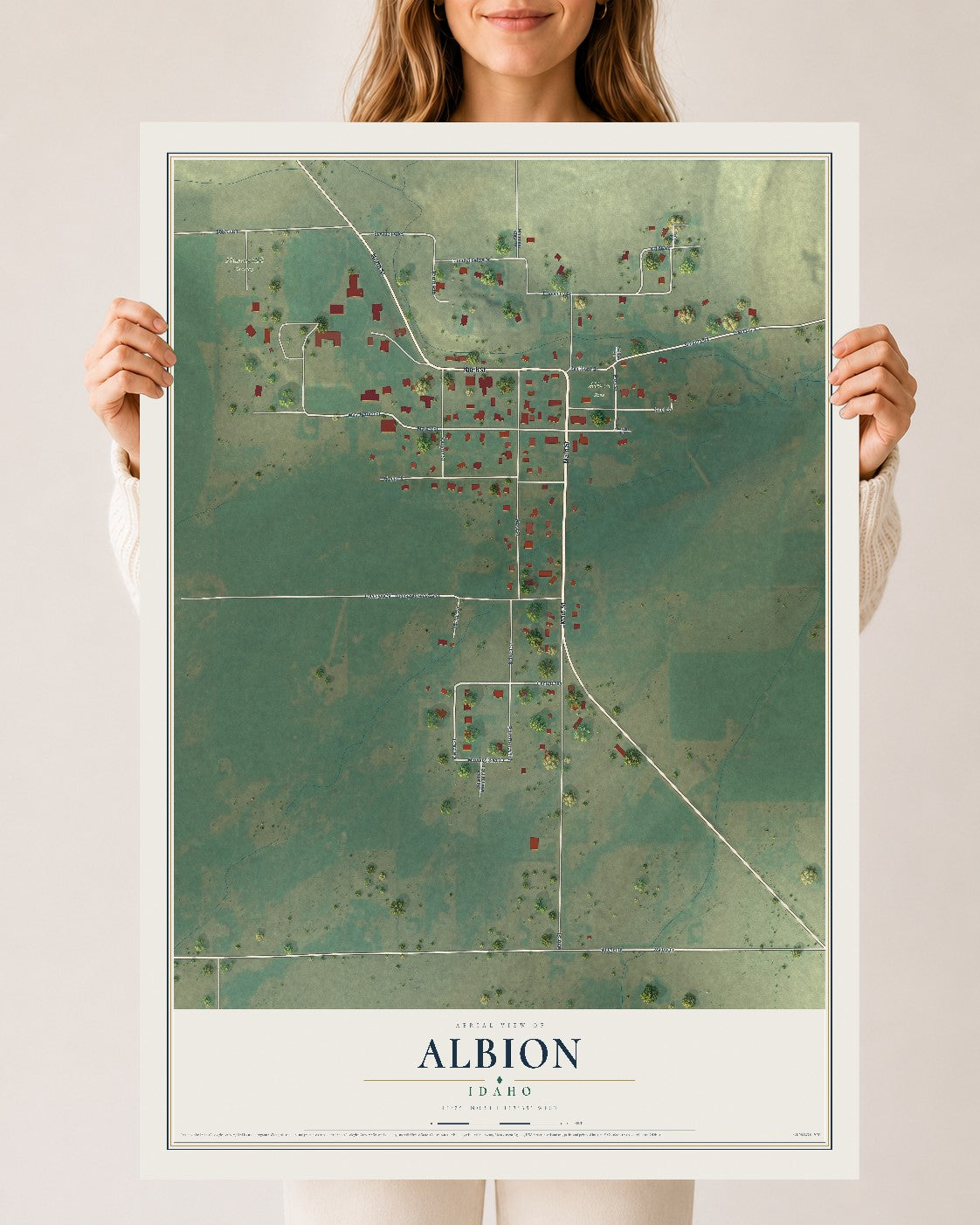 Map of Albion, Idaho, 24 x 36 inch unframed archival matte print