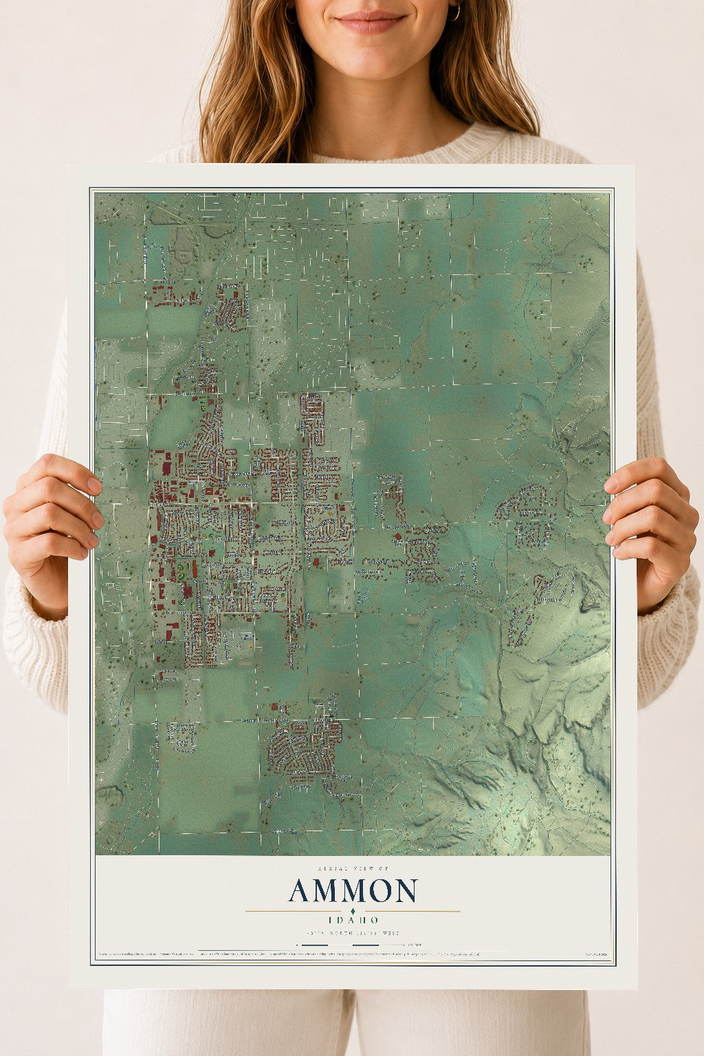Map of Ammon, Idaho, 18 x 24 inch unframed archival matte print