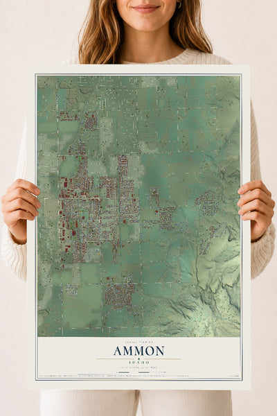 Map of Ammon, Idaho, 18 x 24 inch unframed archival matte print