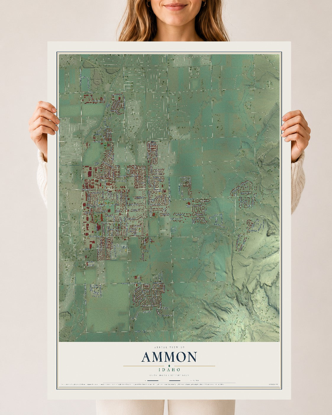 Map of Ammon, Idaho, 24 x 36 inch unframed archival matte print